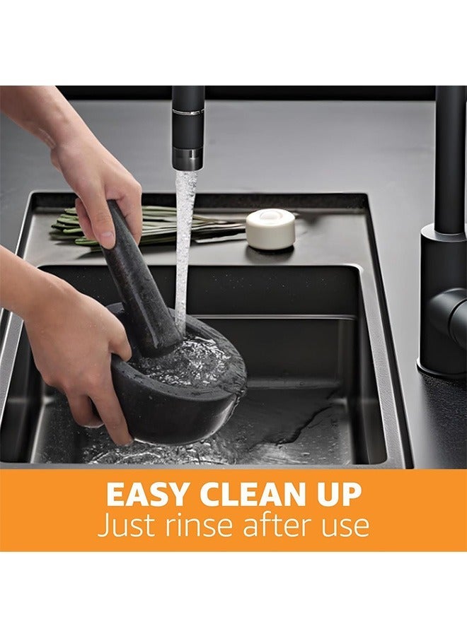 Garlo Granite Mortar and Pestle Set, 17CM Pestle and 16CM Mortar,Natural Unpolished, Non Porous Spice Grinder, Small Bowl for Kitchen Spices and Pesto - Image 4